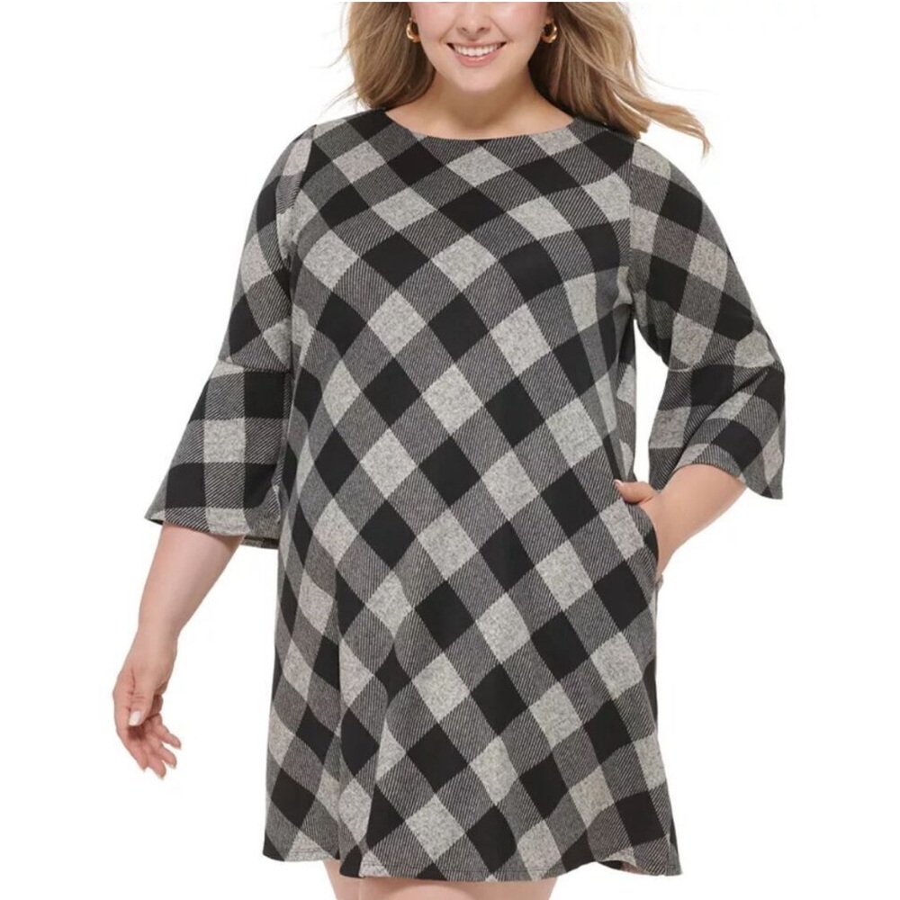 Jessica Howard Black and White Plaid Dress